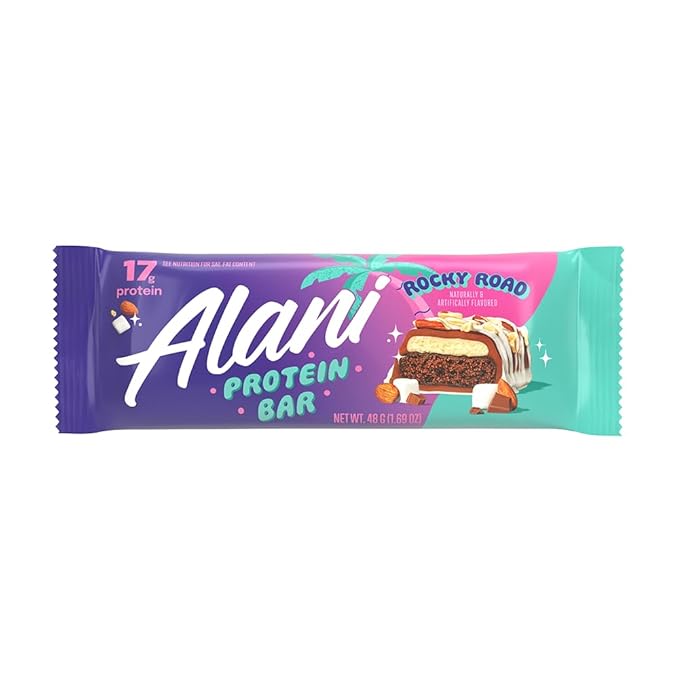 Alani Nu Protein Bars ROCKY ROAD | High Protein Gluten-Free Bars | 16g Protein | Low-Sugar (7G) Low-Carb Healthy Snacks | 12 Individually Wrapped Bars