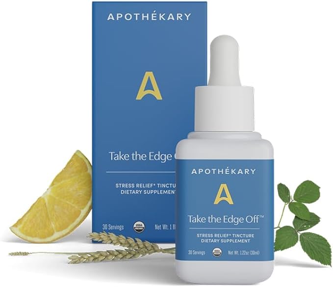 Apothékary Take The Edge Off, Helps Ease Stress & Tension, Alcohol-Free White Wine-Inspired Herbal Liquid Drops, Made with Passionflower Flower, Skullcap & Oatstraw Leaf, 1 Fl oz, 30 Servings