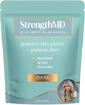 StrengthMD Physician Formulated Protein + Fiber Shake for GLP-1 Support | 24g Protein Grass-Fed Whey, 4g Fiber & Digestive Enzymes, Low Carb, No Added Sugar, Chocolate, 1.72 lb