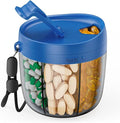 PULIV Portable Pill Dispenser Bottle, Vitamin Organizer with 7 Compartments, Holds Plenty of Supplements with Anti-Mixing & Wide Openings Design, Easy to Retrieve Meds, Includes 20 Labels Royal Blue