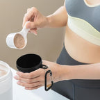 Protein Powder Funnel 4-Pack with Cleaning Brush, 5oz Leak-Proof Containers, Gym Travel Supplement Dispenser, Black White
