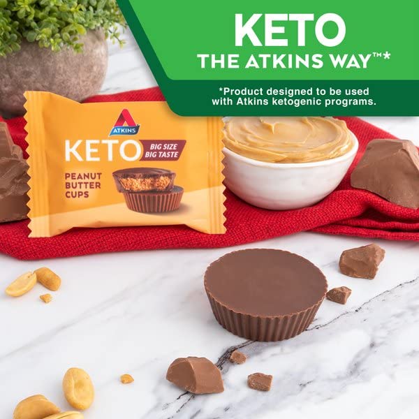 Atkins Keto Peanut Butter Cups,Naturally Flavored,Zero Grams Added Sugar,Gluten Free,20 Count (Pack of 2)