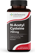 LifeSeasons N‑Acetyl Cysteine (NAC) 750 mg – Antioxidant & Detox Support Supplement – Glutathione Precursor, Immune & Respiratory Health, Liver & Cellular Protection – 60 Veg Capsules