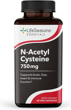 LifeSeasons N‑Acetyl Cysteine (NAC) 750 mg – Antioxidant & Detox Support Supplement – Glutathione Precursor, Immune & Respiratory Health, Liver & Cellular Protection – 60 Veg Capsules