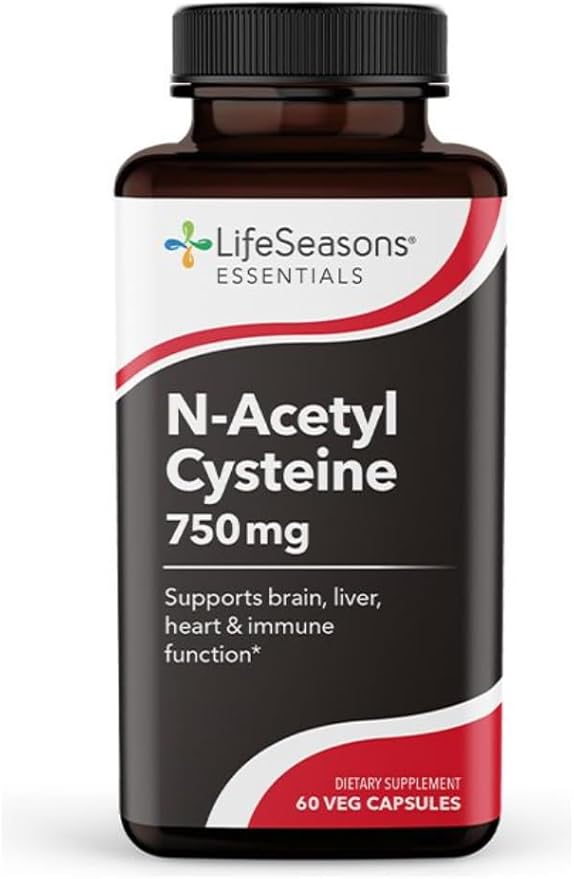 LifeSeasons N‑Acetyl Cysteine (NAC) 750 mg – Antioxidant & Detox Support Supplement – Glutathione Precursor, Immune & Respiratory Health, Liver & Cellular Protection – 60 Veg Capsules