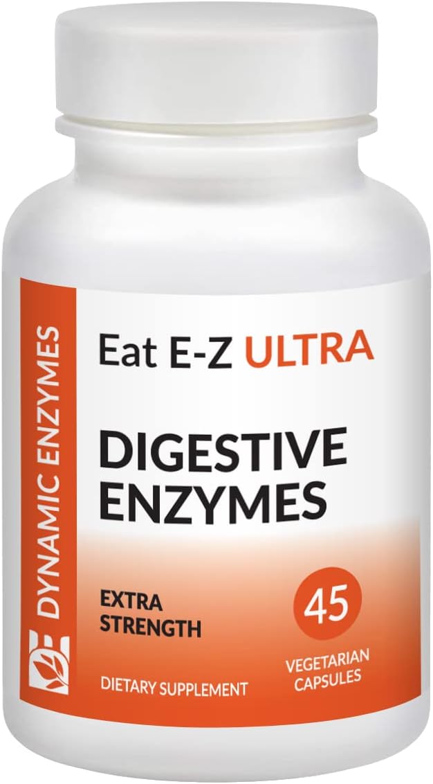 Eat E-Z Ultra Advanced Digestive Enzyme Supplement – Broad-Spectrum Multi-Enzyme Formula for Heavier & Harder-to-Digest Meals – Supports Occasional Bloating, Gas & Indigestion – 45 Vegetarian Capsules