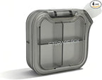 Small Stylish Pill Case, Compact Vitamin Box, Portable Travel Pill Dispenser, 4 Compartments Medications & Supplements Organizer (Black)