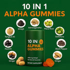 Alpha Gummies 10 in 1 for Men | 4000mg Himalayan Alpha Shilajit Gummies for Energy & Immune | 75% Fulvic Acid, 85+ Trace Minerals, Ashwagandha, Gokshura | No Added Sugar, Non-GMO, 60 Count (1)