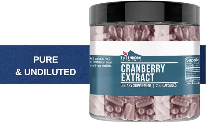 Earthborn Elements Cranberry Extract 200 Capsules, Pure & Undiluted, No Additives