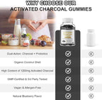 Activated Charcoal Gummies 1200mg, with Organic Coconut Shell Charcoal & 2 Billion Probiotics, Natural Gas & Bloating Relief, Digestive Support, Non-GMO, Vegan, Gluten Free, Blueberry Flavor, 60Ct