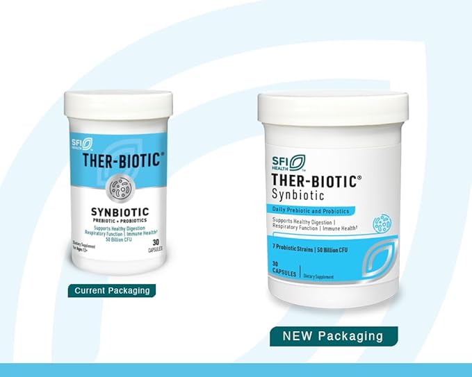 Klaire Labs SFI Health Ther-Biotic Synbiotic - Prebiotics and Probiotics for Women & Men - 50 Billion CFU Probiotic Capsules with Sunfiber - Digestive Health and Immune Support (60 ct)