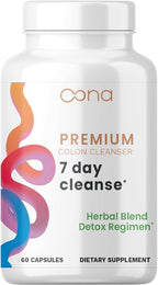 7 Day Advanced Colon Cleanse, Prebiotics & Natural Herbs, Supports Detox & Gut Flora for Women & Men, with Cascara Sagrada, Black Walnut Hulls & Black Cohosh, 60 Capsules 1-2 Daily | 7 Day Cleanse