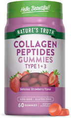 Nature's Truth Collagen Peptide Gummies for Women | 60 Count Type 1 and 3 | Strawberry Flavor | Non-GMO & Gluten Free Supplement