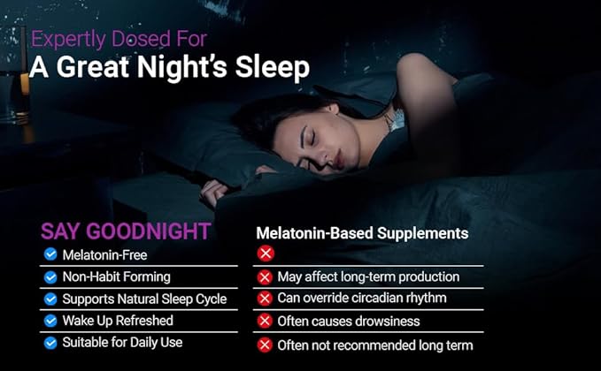 Melatonin Free Sleep Aid Supplement for Longer, Restful Sleep & Stress Relief w/Magnesium, GABA, L-Glycine, L-Theanine, Apigenin, Taurine & Zinc (180 Vegan Capsules) (2)