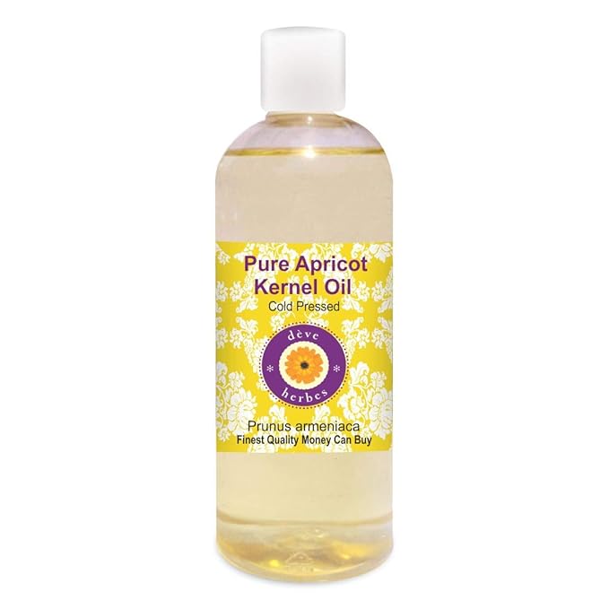 Deve Herbes Pure Apricot Kernel Oil (Prunus armeniaca) Cold Pressed 200ml (6.76 oz)
