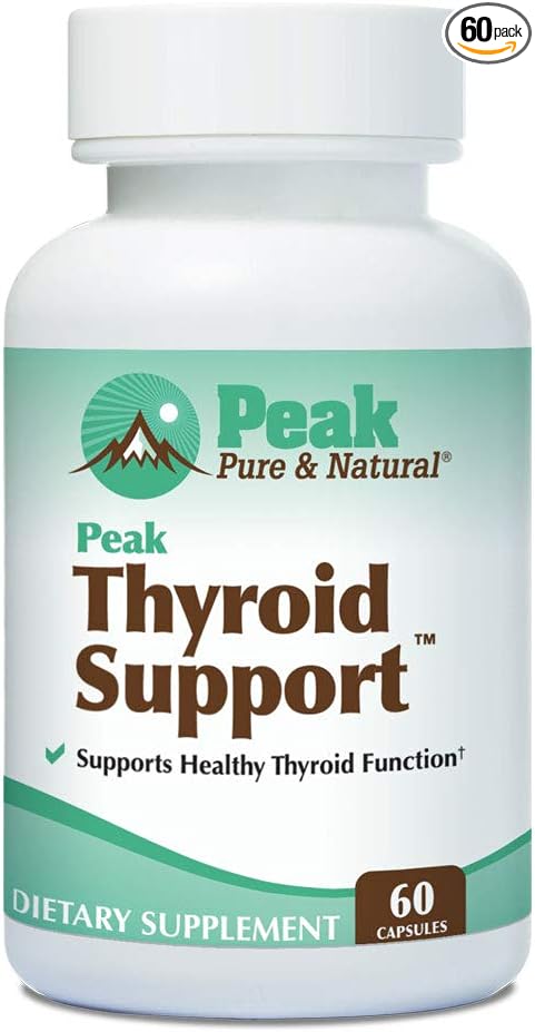 Thyroid Support by Peak Pure & Natural | Thyroid Supplement and Metabolism Booster to Support Weight Maintenance | Iodine Supplement Designed for Underactive Thyroid | 60 Capsules