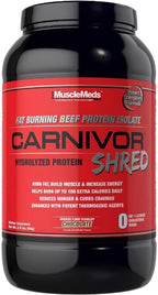 MuscleMeds Carnivor Shred Fat Burning Hydrolized Beef Protein Isolate, 0 Lactose, 0 Sugar, 0 Fat, Chocolate, 2.28 Pounds (004560) Chocolate Shred Chocolate Shred, 2.28 Pound (Pack of 1), 36.48 Ounce
