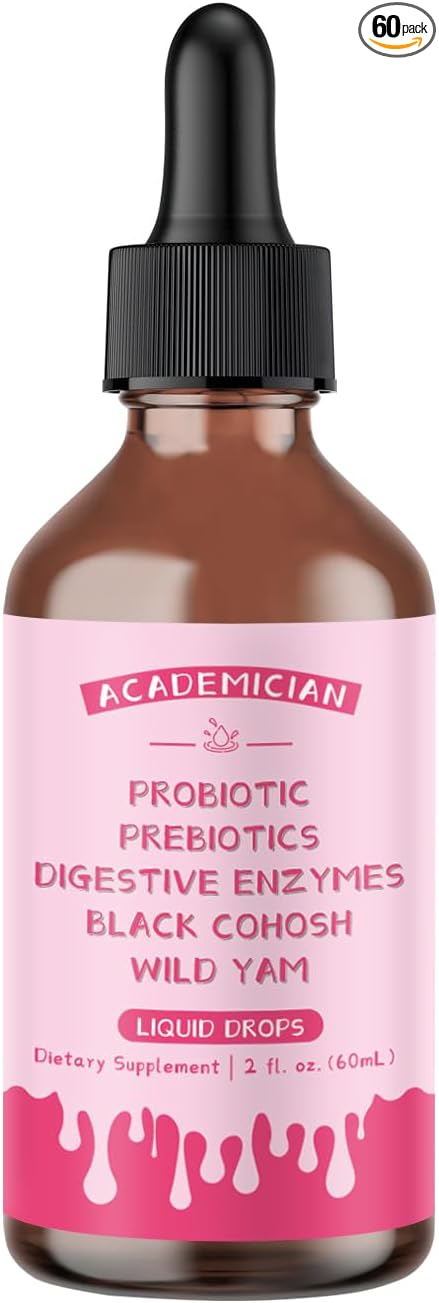 Wild Yam Root Tincture with Prebiotic Liquid Probiotic Digestive Enzyme Black Cohosh Drops - 60ml