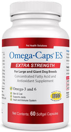 Omega Caps ES Extra Strength for Large and Giant Dogs Omega-3 and Omega-6 Fatty Acid Antioxidant Supplement Vet Formulated Made in USA Skin Coat Joint Heart and Immune Health 60 Softgel Capsules
