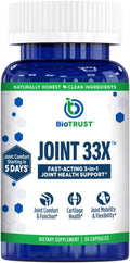 BioTrust Joint 33X Advanced 3-in-1 Joint Support Supplement - Healthy Flexibility, Mobility Relief & Comfort - Boswellia Serrata, Type II Collagen, Hyaluronic Acid - 30 Capsules