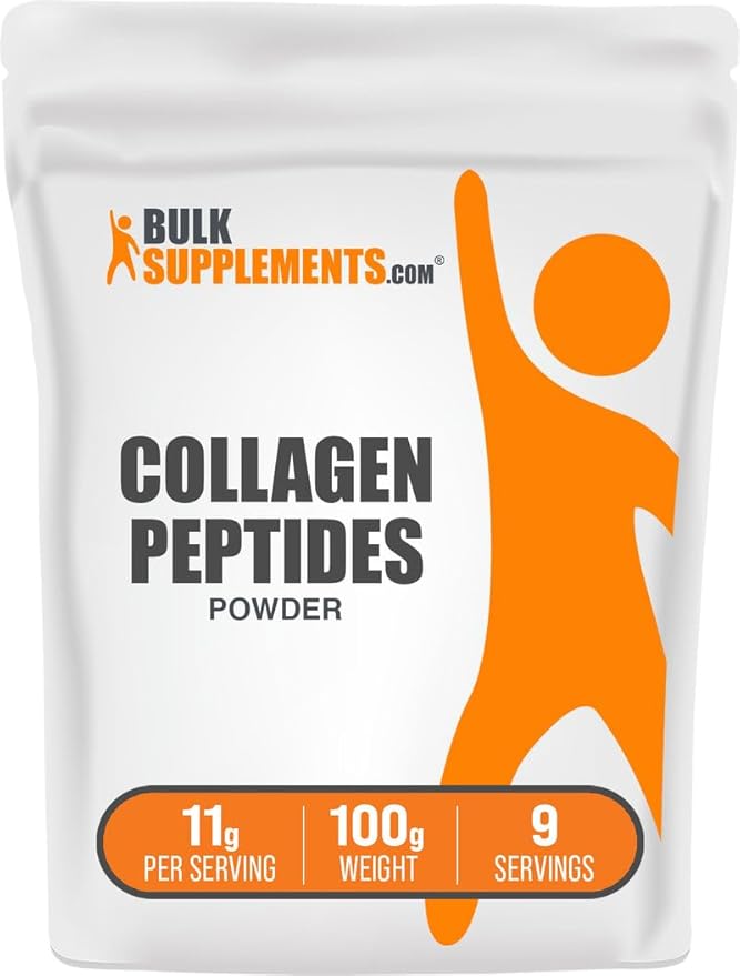 BulkSupplements.com Collagen Peptides Powder - Bovine Collagen Powder, Powdered Collagen Supplement - Hydrolyzed & Gluten Free, 11g per Serving, 100g (3.5 oz) (Pack of 1)