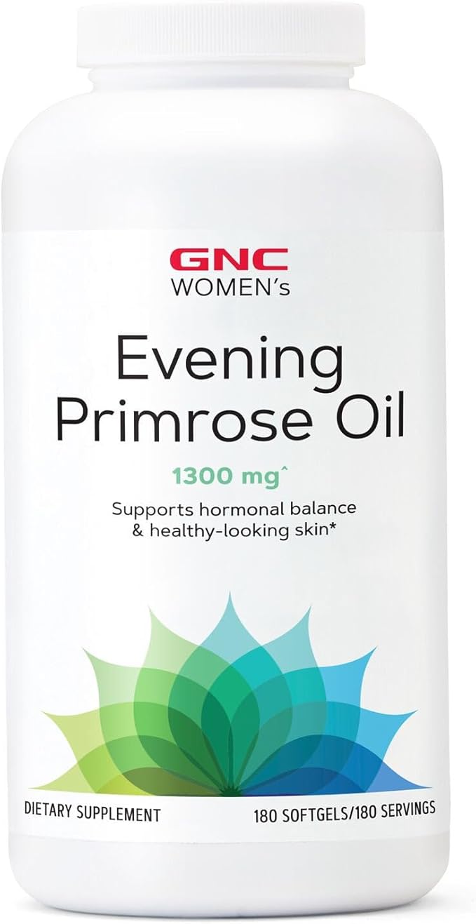 GNC Women's Evening Primrose Oil (EPO) 1300 mg | Supports Hormonal Balance, Immunity, Healthy Skin and Heart Health | Daily Vitamin | 180 Softgel Capsules