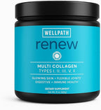 WellPath Multi Collagen Peptides Powder for Women | Renew Multi Collagen Protein for Hair, Nails, Skin | Hydrolyzed Bovine, Marine, & Chicken Sources | Types I, II, III, V, X | 11 oz | 40 Servings
