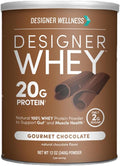 Designer Wellness, Designer Whey, Natural Whey Protein Powder with Probiotics, Fiber, and Key B-Vitamins for Energy, Gluten-Free, Gourmet Chocolate, 12oz