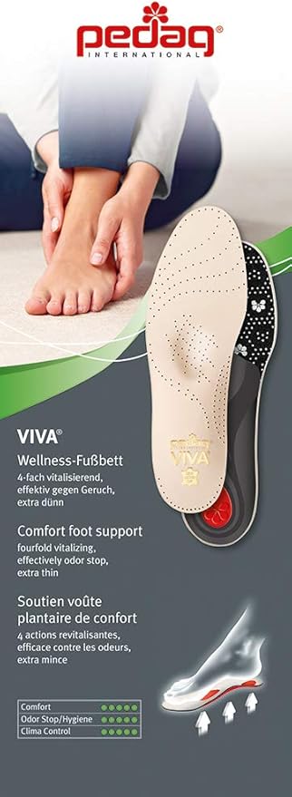 Pedag Viva | Leather Arch Support Inserts | Handmade in Germany | Plantar Fasciitis Relief | Heel Cushion | Activated Charcoal Odor Control | Metatarsal Support Pad | Tan | Men US 13/ EU 46