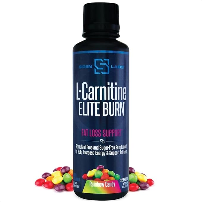 L-Carnitine Elite Burn Liquid Keto Fat Burner and Metabolism Activator - Fat Loss Support Keto Friendly Weight Loss Increase Energy-Stimulant Free - Rainbow Candy 3000mg (32 Servings)