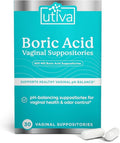 Szio+ Utiva Boric Acid Suppositories for Women - pH Balance - Feminine Care - 600mg Boric Acid to Lower pH and Support Vaginal Health, BV Treatment for Women, 30 Vaginal Suppositories