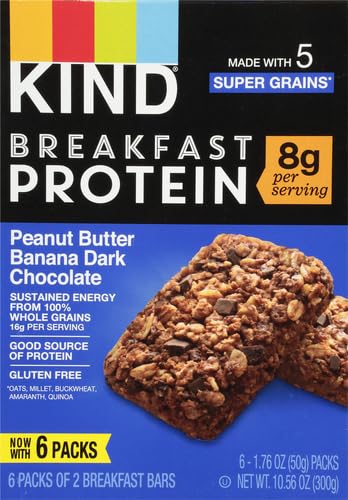 Kind,Bar Protein Breakfast Peanut Butter Banana Dark Chocolate,10.58 Ounce,6 Count (Pack of 2)