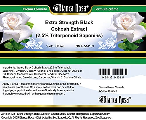Bianca Rosa Extra Strength Black Cohosh Extract (2.5% Triterpenoid Saponins) Cream (2 oz, ZIN: 514103)