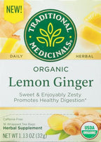 Traditional Medicinals Organic Lemon Ginger Tea, 1.13 Oz, 16 Count (Pack of 2)