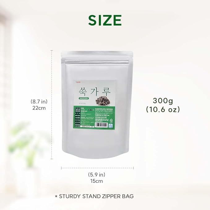 K-Herb Korean Mugwort Powder – 100% Pure Dried Mugwort from Korea, Natural Ingredient for Herbal Tea, Culinary Use, Plant-Based Powder 쑥가루 (10.6 oz (300g), Mugwort)