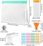 Protein Powder Travel Container Set, Reusable Powder Supplement Container To Go, 28Pcs Single Dose Bags & 4Pcs Large Zip Bags with Funnels, Spoons and Labels(COLOR:32 Pack)