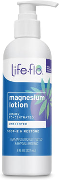 LIFE-FLO Unscented Magnesium Lotion - Highly Concentrated Magnesium Lotion for Kids and Adults - Soothes Overworked Muscles, Joints When Massaged into the Skin - Hypoallergenic, 60-Day Guarantee - 8oz