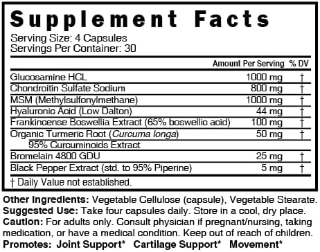 Nutri 8-in-1 Glucosamine Chondroitin MSM Turmeric Bromelain Boswellia Hyaluronic Acid 3025 mg - Joint Support Supplement - 120 Capsules - Supports Healthy Bones - 3rd Party Tested & GMP Certified