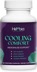 Cooling Comfort Natural Menopause and PMS Supplement - Hormonal Balance, Estrogen-Free Herbal Formula Relief for Night Sweats, Mood Swings & Vaginal Dryness - 60 Vegetable Capsules