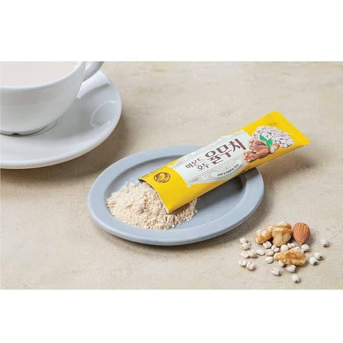 LENITH Korean Almond Walnut Job’s tear Tea Yulmu Cha Powder Meal Replacement Shake Breakfast Simple Meal 30T 율무차/Total 540g