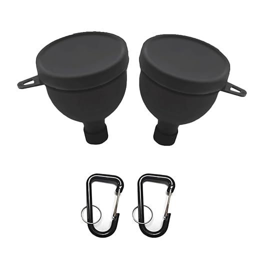 2 Pack Premium Protein Powder Containers - Portable Pre Workout and Protein Funnels for Filling Water Bottles, Shaker Bottles w/Protein Powder,with Sturdy Carabiners