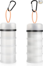 Accmor 2 Pcs Protein Powder Container to Go with Funnels Stand, 4 Compartments Stackable Protein Powder Dispenser for Workout, Fitness, Travel