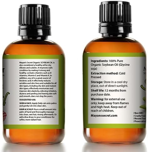 Pure Carrier and Essential Oils for Skin Care, Hair, Body Moisturizer for Face-Anti Aging Skin Care (Soybean Oil Organic, 4oz)