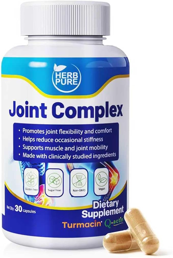 Joint Complex Turmeric Supplement, Turmacin® Turmeric Root Extract 500mg & Q-Actin® Cucumber Enzyme 20mg, Daily Joint Health Support, Suitable for Sensitive Users, Non-GMO, Gluten Free, 30 Capsules
