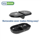 EZY DOSE Weekly (7-Day) Daily Individual AM/PM Pill Organizer with Case, Portable Medication Dispenser, Travel-Friendly Durable Pill Container, 2X Day Compartments for Vitamins and Supplements, Black