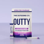 OUTTY Courage Powder Social Energy & Mood Support Drink Mix With Taurine, L-Theanine & Oroxylin A Stress Relief, Mental Clarity & Alcohol Alternative Acai Mixed Berry (15 Stick Packs)