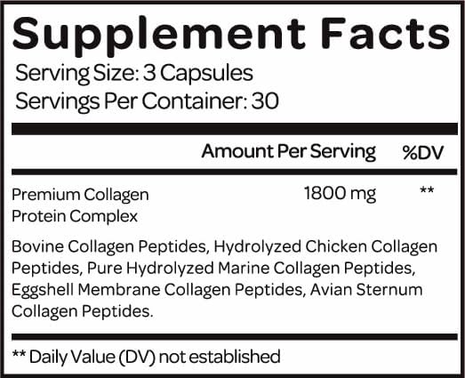 Collagen For Her: Multi Collagen Capsules for Women (Types I, II, III, V, X,) Hydrolyzed Collagen Peptides, Vitamin Supplement for Hair, Skin, Nails, and Joint Support (90 ct.)