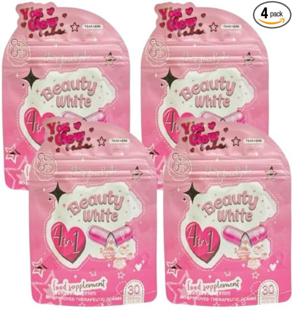 4 Packs You Glow Babe Beauty White 4-in-1 Glutathione Complex – Advanced Antioxidant & Skin Support Formula, Japan-Inspired - 30 caps