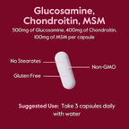 BESTVITE Glucosamine Chondroitin MSM 500/400/100 per Capsule (240 Capsules) with Patented OptiMSM - Maximum Strength Formula for Joint Support - No Stearates - Gluten Free - Non GMO