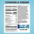 Pure Protein Cookies And Cream Protein Bars – 20g Protein, 3g Sugar, 190 Calories (12 count) Low Sugar* High Protein Snack - Gluten Free - Perfect for a Healthy Snack